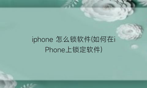 iphone怎么锁软件(如何在iPhone上锁定软件)